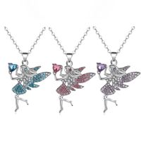 Fairy Style Cartoon Character Heart Shape Alloy Inlay Zircon Women's Pendant Necklace main image 2