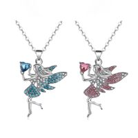 Fairy Style Cartoon Character Heart Shape Alloy Inlay Zircon Women's Pendant Necklace main image 5