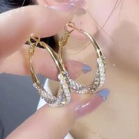 1 Pair Simple Style Solid Color Inlay Copper Pearl Zircon Earrings main image 3