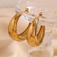 1 Pair Simple Style Classic Style C Shape Plating Stainless Steel 18k Gold Plated Ear Studs main image 3