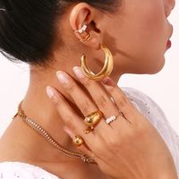1 Pair Simple Style Classic Style C Shape Plating Stainless Steel 18k Gold Plated Ear Studs main image 2