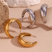 1 Pair Simple Style Classic Style C Shape Plating Stainless Steel 18k Gold Plated Ear Studs main image 1