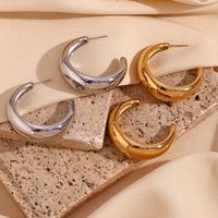 1 Pair Simple Style Classic Style C Shape Plating Stainless Steel 18k Gold Plated Ear Studs main image 4