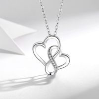 Elegant Romantic Heart Shape Sterling Silver Zircon Pendant Necklace In Bulk sku image 1