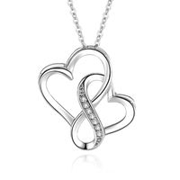 Elegant Romantic Heart Shape Sterling Silver Zircon Pendant Necklace In Bulk main image 4