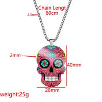 Funny Skull Titanium Steel Printing Halloween Unisex Pendant Necklace main image 4