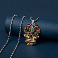 Komisch Schädel Titan Stahl Drucken Halloween Unisex Halskette Mit Anhänger main image 2