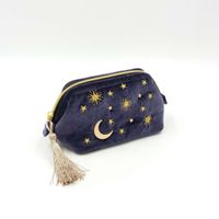 Basic Star Moon Velvet Embroidery Square Makeup Bags main image 4