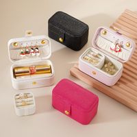 Classic Style Solid Color Layered Buckle Jewelry Boxes main image 4