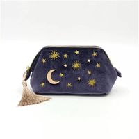 Basic Star Moon Velvet Embroidery Square Makeup Bags main image 1