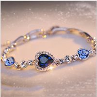 Shiny Heart Shape Alloy Inlay Crystal Women's Bracelets sku image 6