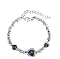 Shiny Heart Shape Alloy Inlay Crystal Women's Bracelets sku image 7