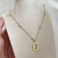 Simple Style Solid Color Stainless Steel Plating 18k Gold Plated Pendant Necklace sku image 1