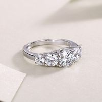 Simple Style Solid Color Sterling Silver Inlay Moissanite Rings main image 6