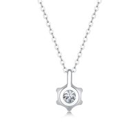 Simple Style Solid Color Sterling Silver Inlay Moissanite Pendant Necklace main image 3