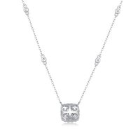 Simple Style Solid Color Sterling Silver Inlay Moissanite Pendant Necklace main image 2