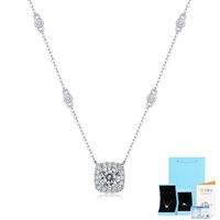 Simple Style Solid Color Sterling Silver Inlay Moissanite Pendant Necklace sku image 2