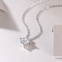 Simple Style Solid Color Sterling Silver Moissanite Pendant Necklace In Bulk main image 1