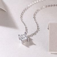 Simple Style Solid Color Sterling Silver Moissanite Pendant Necklace In Bulk main image 6