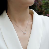 Simple Style Solid Color Sterling Silver Moissanite Pendant Necklace In Bulk main image 3