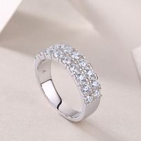 Simple Style Solid Color Sterling Silver Inlay Moissanite Rings main image 1