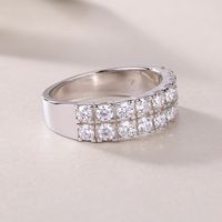 Simple Style Solid Color Sterling Silver Inlay Moissanite Rings main image 4