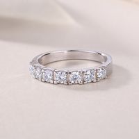 Simple Style Solid Color Sterling Silver Inlay Moissanite Rings main image 2