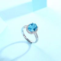 Simple Style Classic Style Oval Sterling Silver Inlay Topaz Rings main image 5