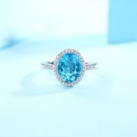 Simple Style Classic Style Oval Sterling Silver Inlay Topaz Rings main image 1