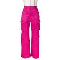 Women's Street Casual Solid Color Full Length Pocket Cargo Pants main image 5