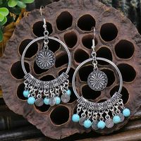 1 Pair Bohemian Round Alloy Irregular Tassel Carving Women's Drop Earrings sku image 10