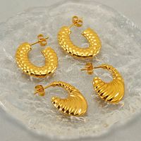 1 Pair Elegant Water Droplets Polishing Gold Plated Stainless Steel Titanium Steel 18K Gold Plated Earrings main image 3