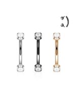 Simple Style Solid Color Stainless Steel Plating Inlay Zircon 18k Gold Plated Eyebrow Nails main image 1