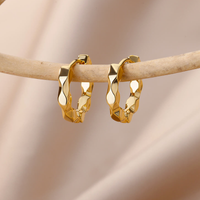 1 Paar Einfacher Stil Einfarbig Überzug Rostfreier Stahl 18 Karat Vergoldet Ohrringe main image 1