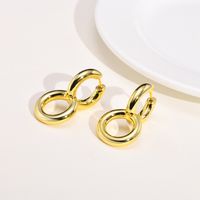 1 Pair Vintage Style Circle Solid Color Plating Brass Gold Plated Drop Earrings main image 3