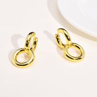 1 Pair Vintage Style Circle Solid Color Plating Brass Gold Plated Drop Earrings main image 5
