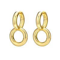 1 Pair Vintage Style Circle Solid Color Plating Brass Gold Plated Drop Earrings main image 4