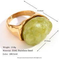 Wholesale Vintage Style Simple Style Classic Style Geometric Stainless Steel Plating Inlay 18k Gold Plated Acrylic Rings sku image 1