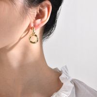 1 Pair Vintage Style Circle Solid Color Plating Brass Gold Plated Drop Earrings main image 2