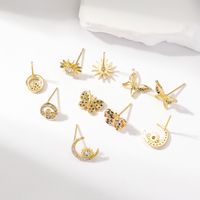 Fashion Butterfly Copper Plating Inlay Zircon Gold Plated Earrings main image 5
