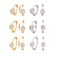 1 Pair Simple Style Round Plating Inlay Sterling Silver Zircon White Gold Plated Gold Plated Earrings main image 1