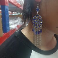 1 Pair Chinoiserie Tassel Flower Alloy Plating Inlay Artificial Diamond Women's Drop Earrings sku image 8