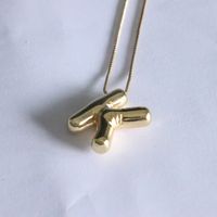 Simple Style Classic Style Letter Copper 18k Gold Plated Pendant Necklace In Bulk sku image 13