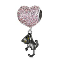 Casual Heart Shape Bat Sterling Silver Inlay Glass Zircon Jewelry Accessories sku image 10