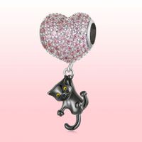Casual Heart Shape Bat Sterling Silver Inlay Glass Zircon Jewelry Accessories main image 1