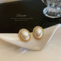 Fashion Flower Alloy Inlay Artificial Gemstones Pearl Women's Drop Earrings 1 Pair sku image 2