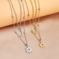 Simple Style Sun Moon Stainless Steel Double Layer Necklaces main image 3