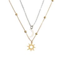 Simple Style Sun Moon Stainless Steel Double Layer Necklaces main image 5