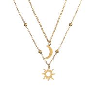 Simple Style Sun Moon Stainless Steel Double Layer Necklaces sku image 3
