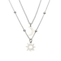Simple Style Sun Moon Stainless Steel Double Layer Necklaces sku image 1